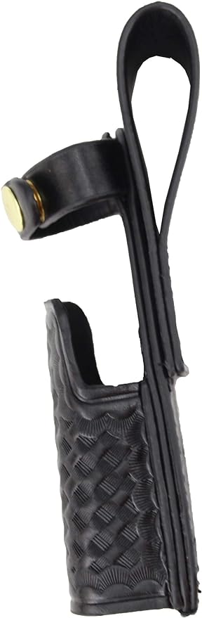 Easy Access Collapsible Basket Weave Synthetic Leather Baton Holder Black